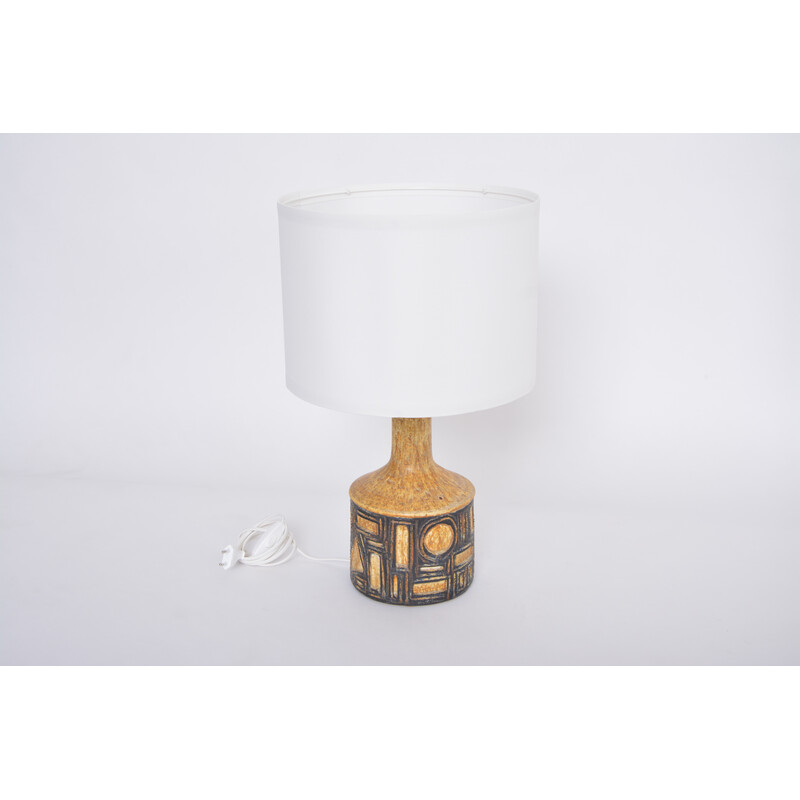 Vintage Danish yellow ceramic table lamp by Jette Hellerøe