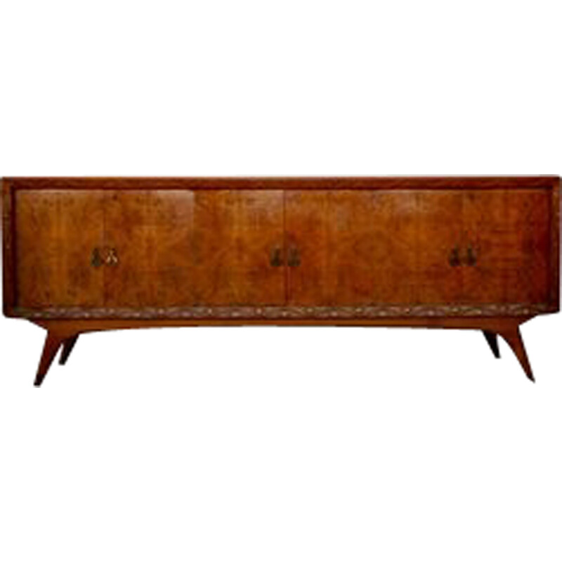 Pair of mid-century Italian cherry and walnut sideboards, 1950s