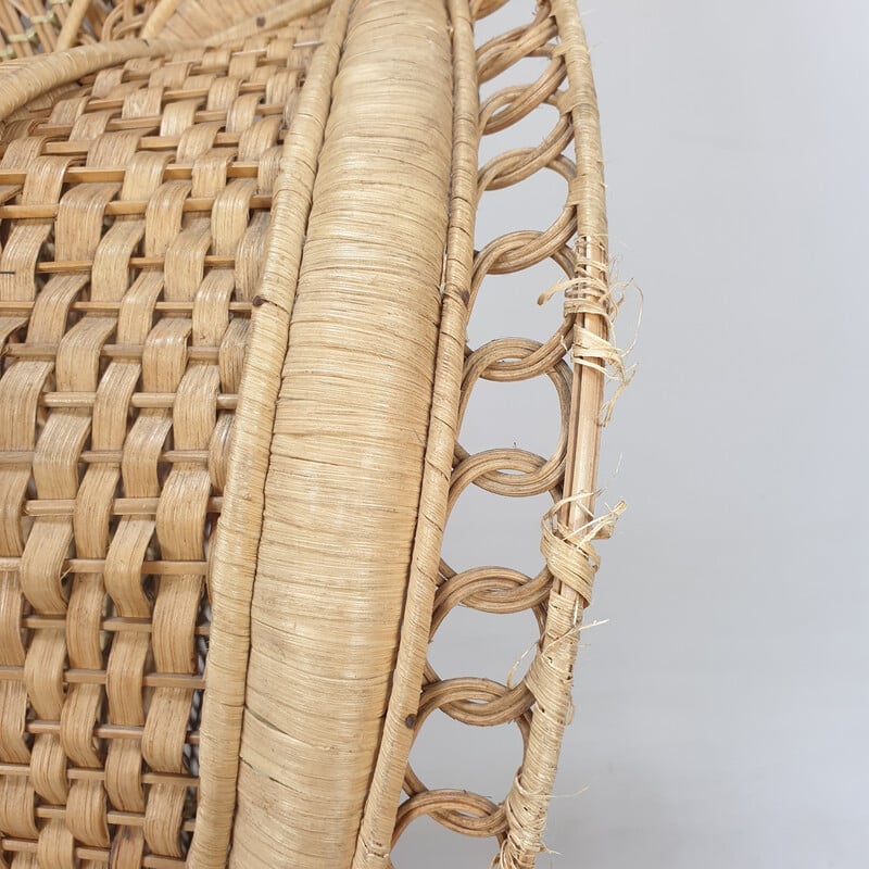 Vintage rattan and wicker armchair, Italy 1960s
