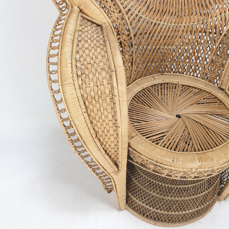Vintage rattan and wicker armchair, Italy 1960s