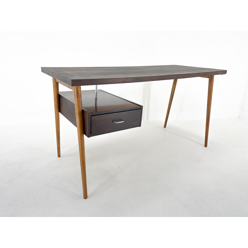 Mid-century writing desk with one floating drawer, Czechoslovakia 1970