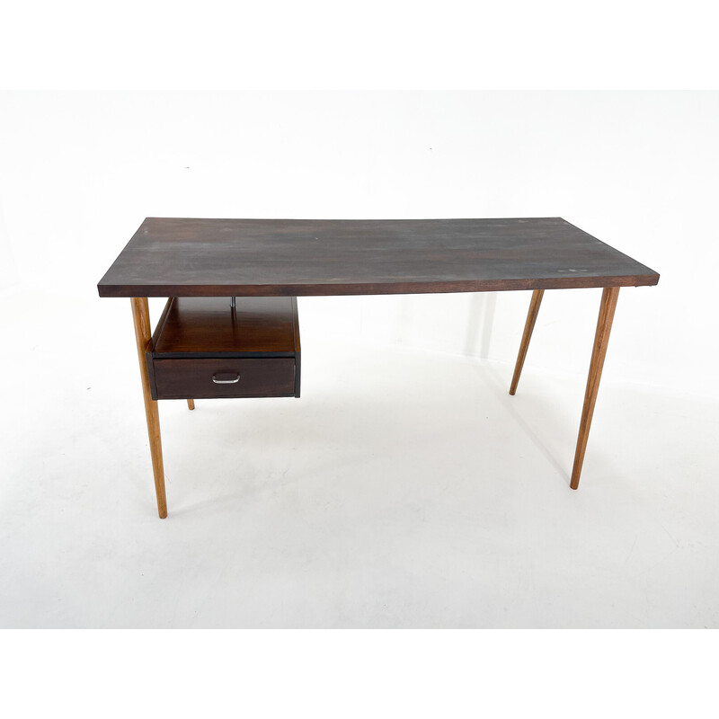 Mid-century writing desk with one floating drawer, Czechoslovakia 1970