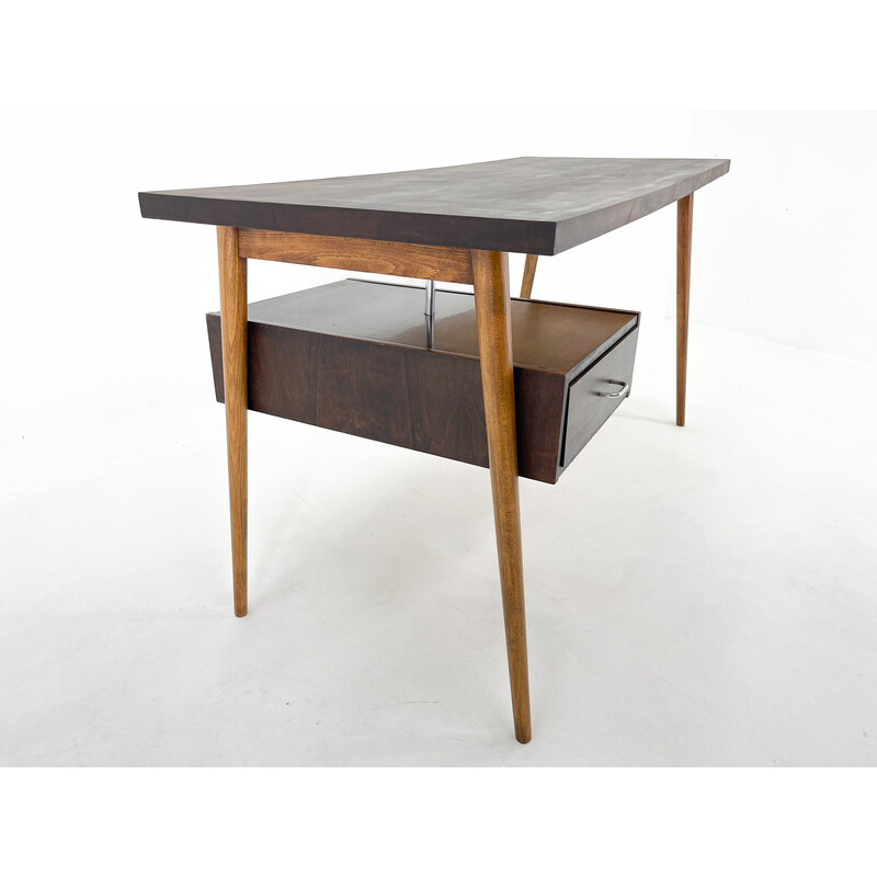 Mid-century writing desk with one floating drawer, Czechoslovakia 1970