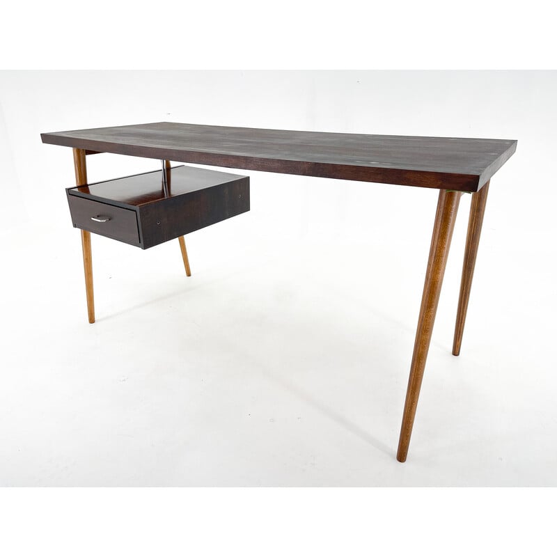 Mid-century writing desk with one floating drawer, Czechoslovakia 1970