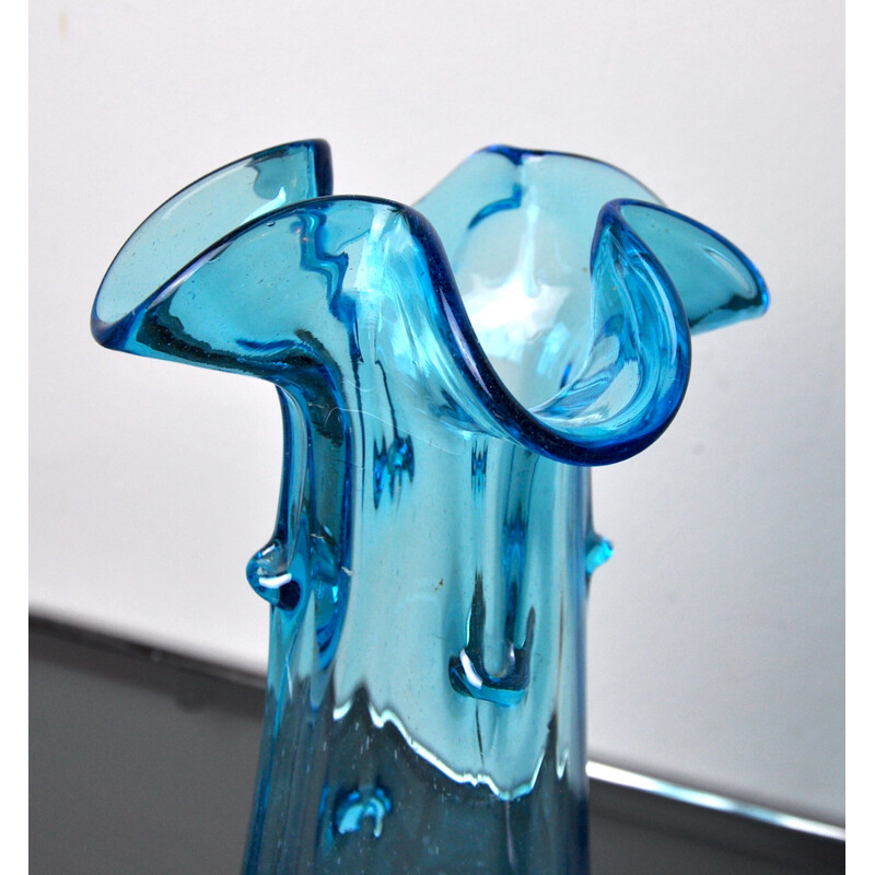 Vintage Vase aus blauem Muranoglas, Italien 1970