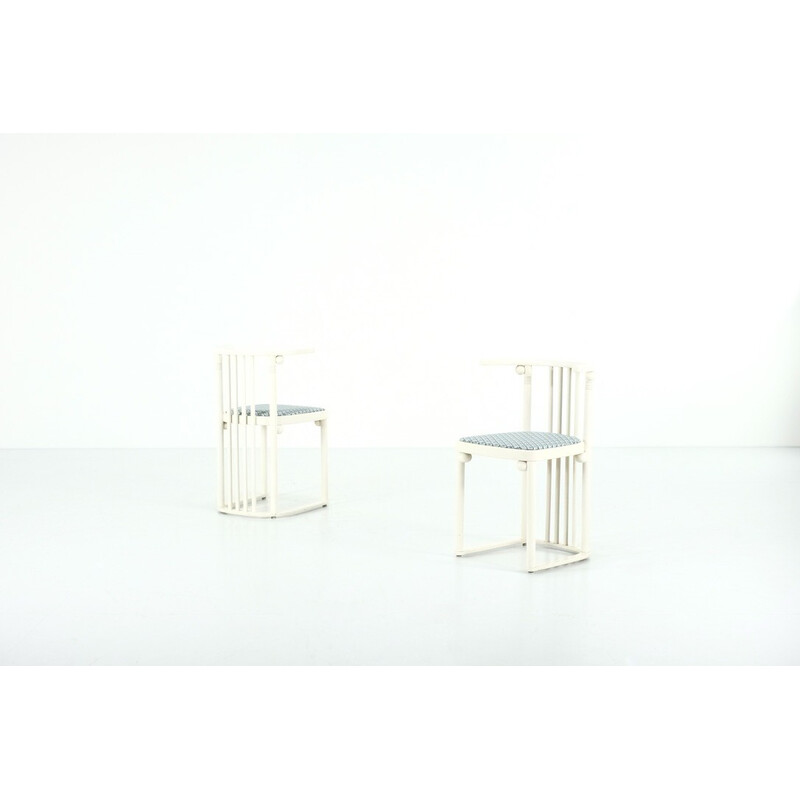 Set of 8 vintage chairs model Fledermaus "729 / 728 T" by Josef Hoffmann for Wittmann, 1980