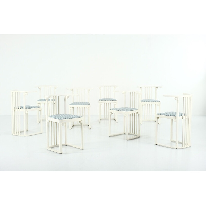 Set di 8 sedie vintage Fledermaus "729 / 728 T" di Josef Hoffmann per Wittmann, 1980