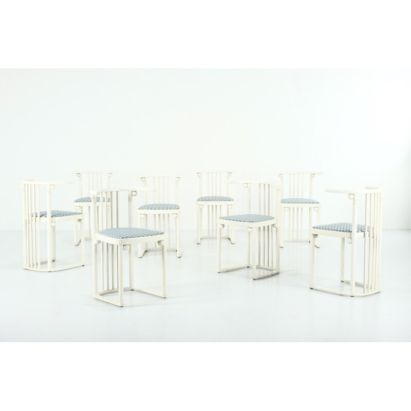 Set van 8 vintage Fledermaus "729 / 728 T" stoelen van Josef Hoffmann voor Wittmann, 1980
