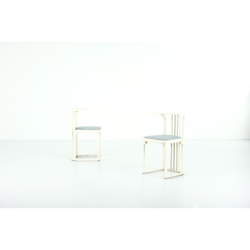 Set of 8 vintage chairs model Fledermaus "729 / 728 T" by Josef Hoffmann for Wittmann, 1980