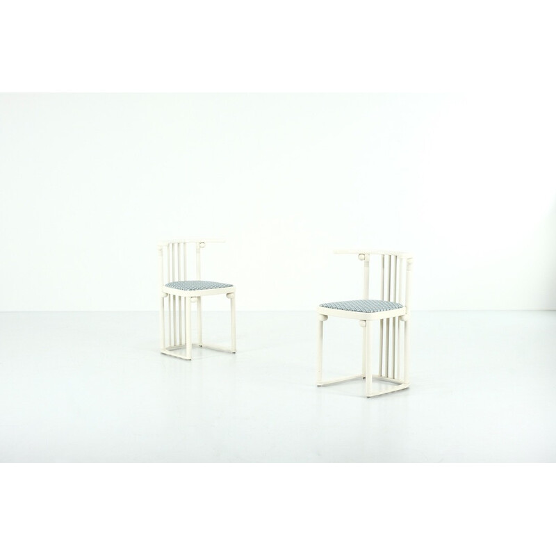 Set of 8 vintage chairs model Fledermaus "729 / 728 T" by Josef Hoffmann for Wittmann, 1980