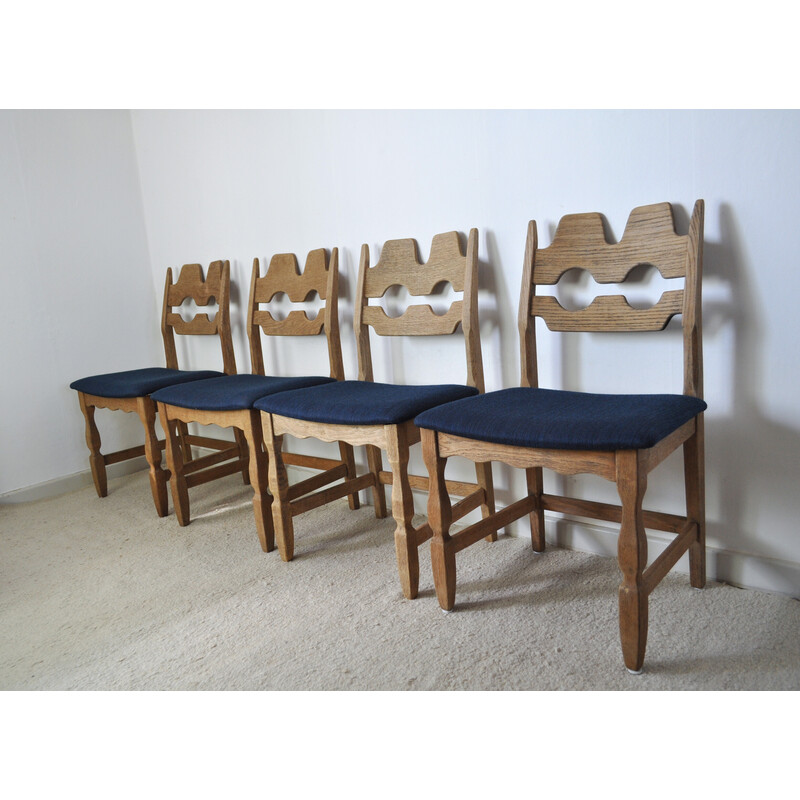 Set of 4 vintage oakwood dining chairs by Henning Kjaernulf