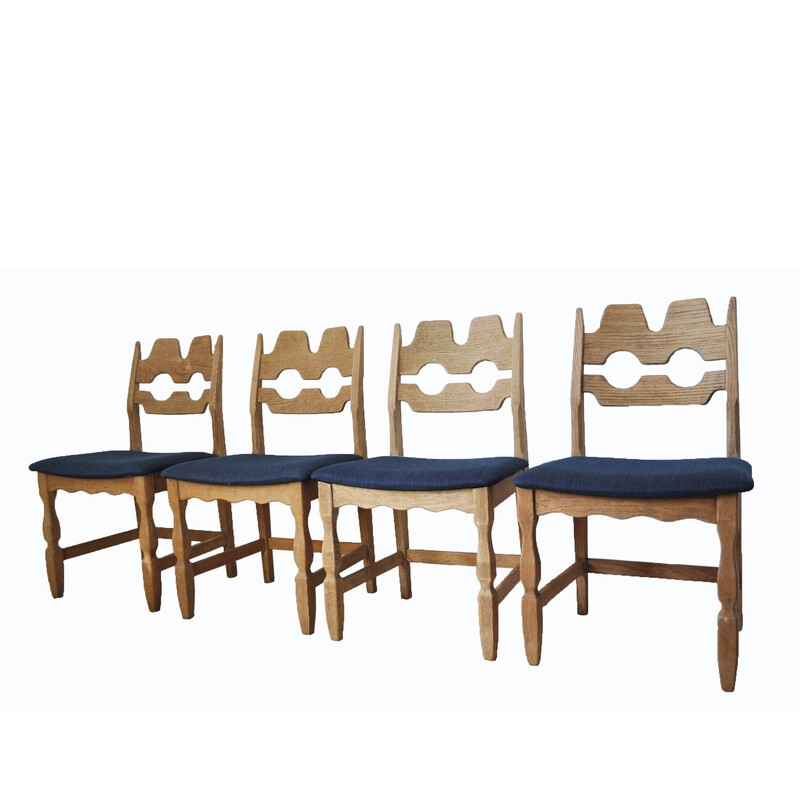 Set of 4 vintage oakwood dining chairs by Henning Kjaernulf