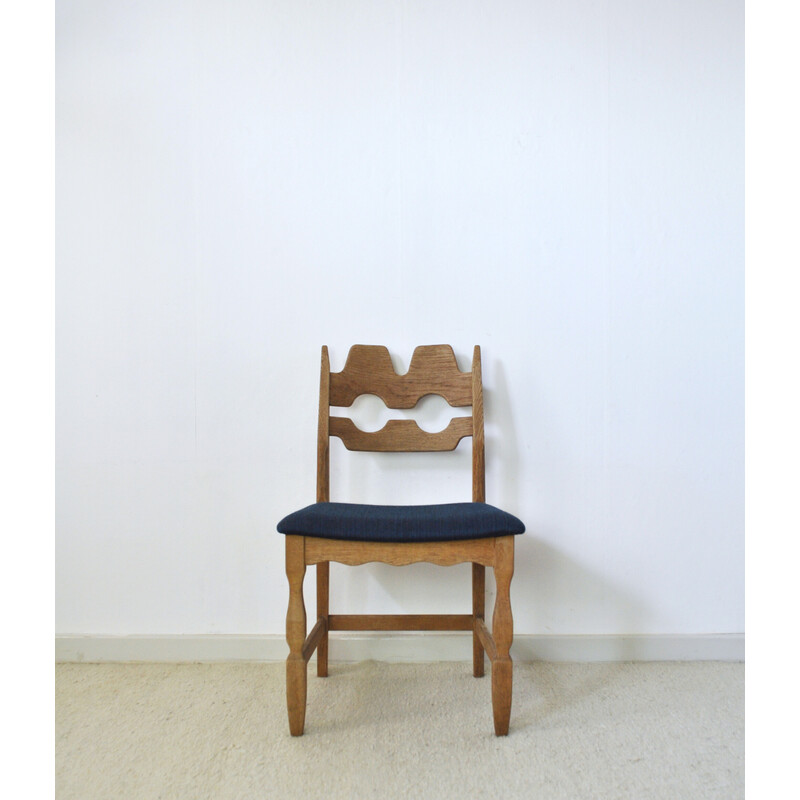 Juego de 4 sillas de comedor vintage de madera de roble de Henning Kjaernulf