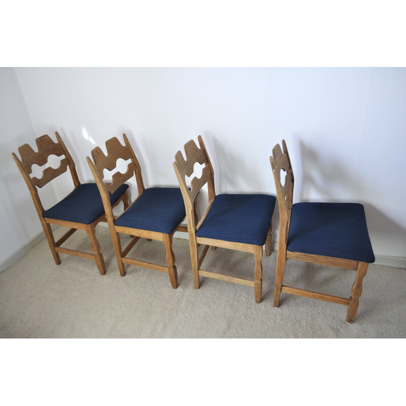 Set of 4 vintage oakwood dining chairs by Henning Kjaernulf