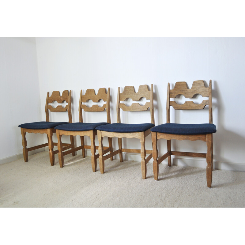 Set of 4 vintage oakwood dining chairs by Henning Kjaernulf