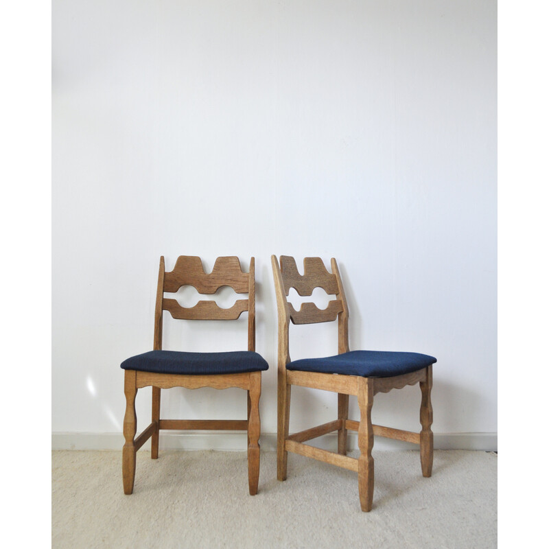 Set of 4 vintage oakwood dining chairs by Henning Kjaernulf