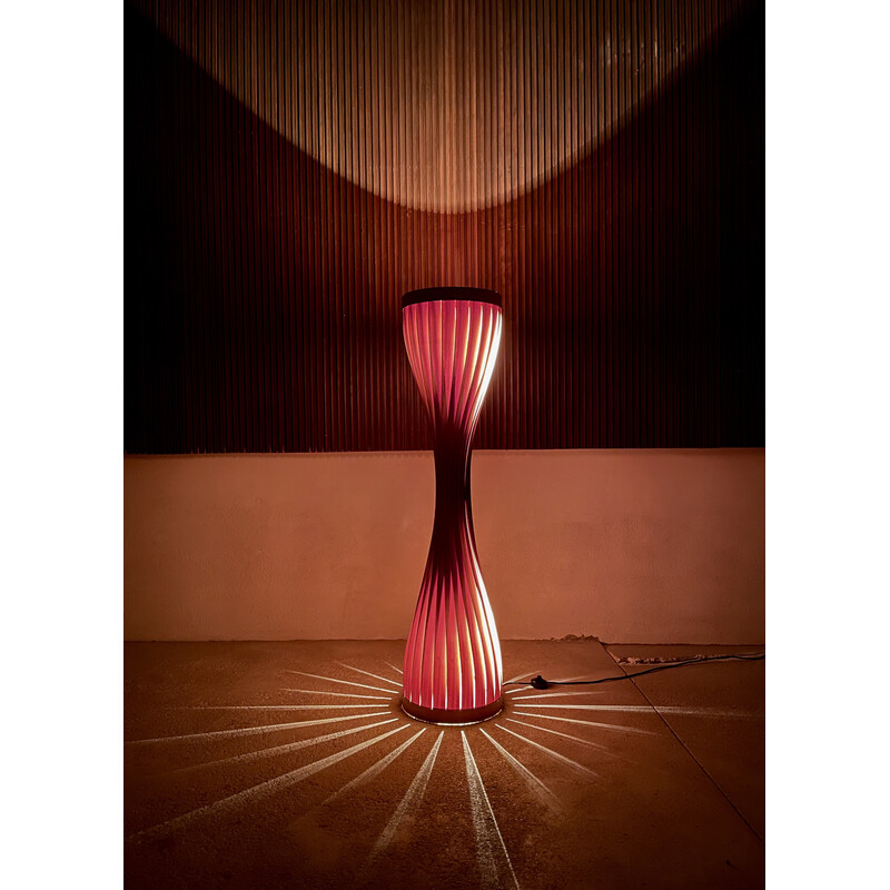 Lámpara de pie Lamellar vintage de madera de pino de Hans Agne Jakobsson, Suecia Años 60