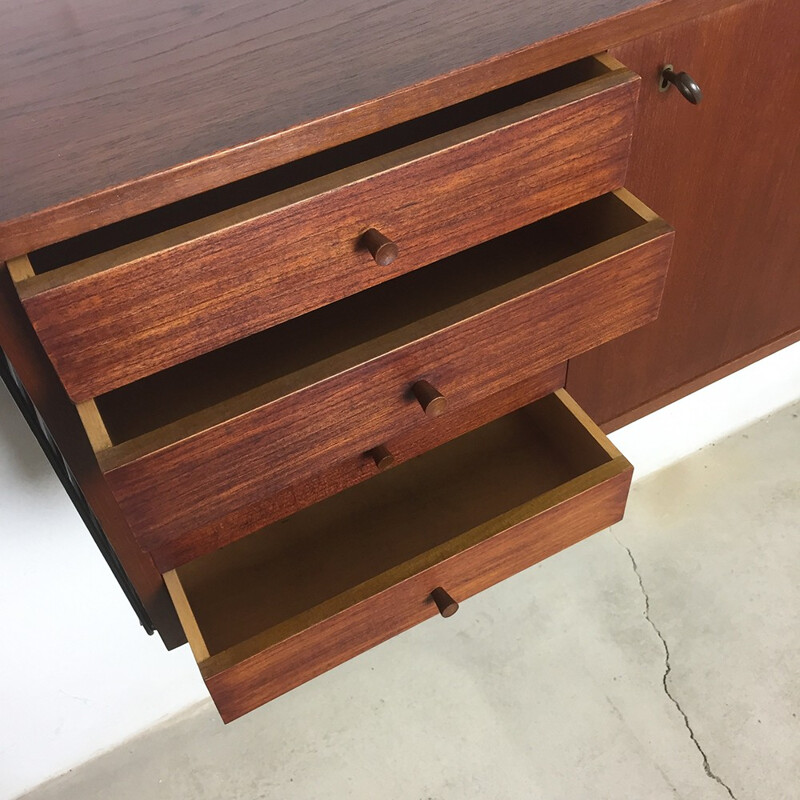 Wall Unit in Teak with Cabinets by Nisse Strinning for String Design AB - 1960s