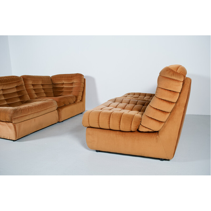 Set van 4 vintage modulaire fauteuils in oranje bekleding, 1970