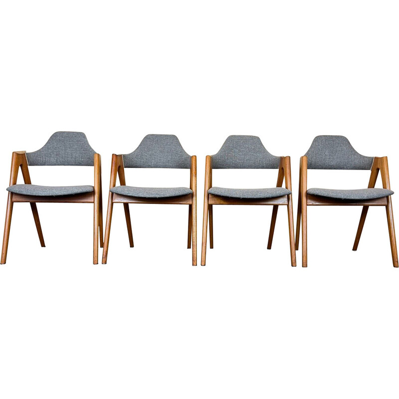 Ensemble de 4 chaises danoises vintage en teck par Kai Kristiansen, 1960-1970