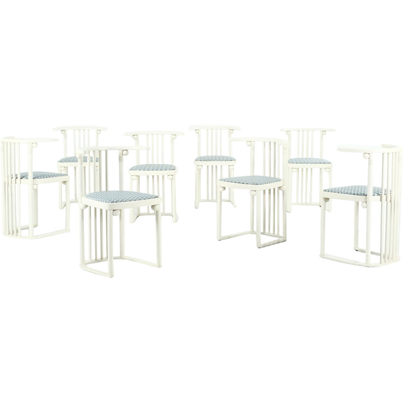 Set di 8 sedie vintage Fledermaus "729 / 728 T" di Josef Hoffmann per Wittmann, 1980