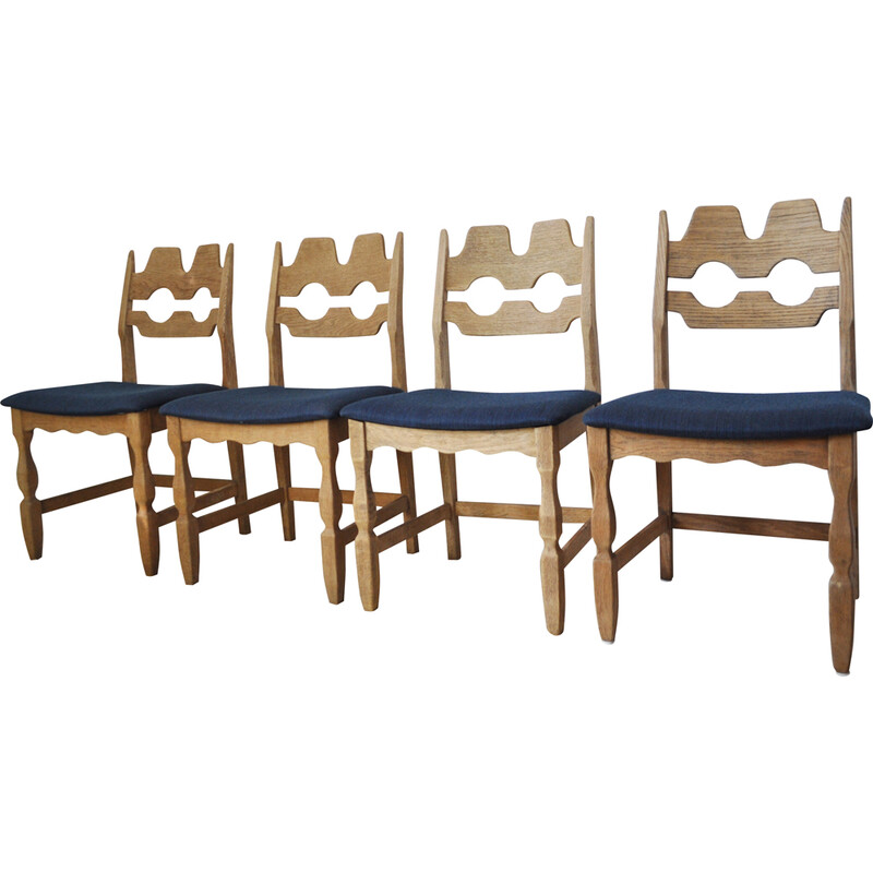 Set of 4 vintage oakwood dining chairs by Henning Kjaernulf