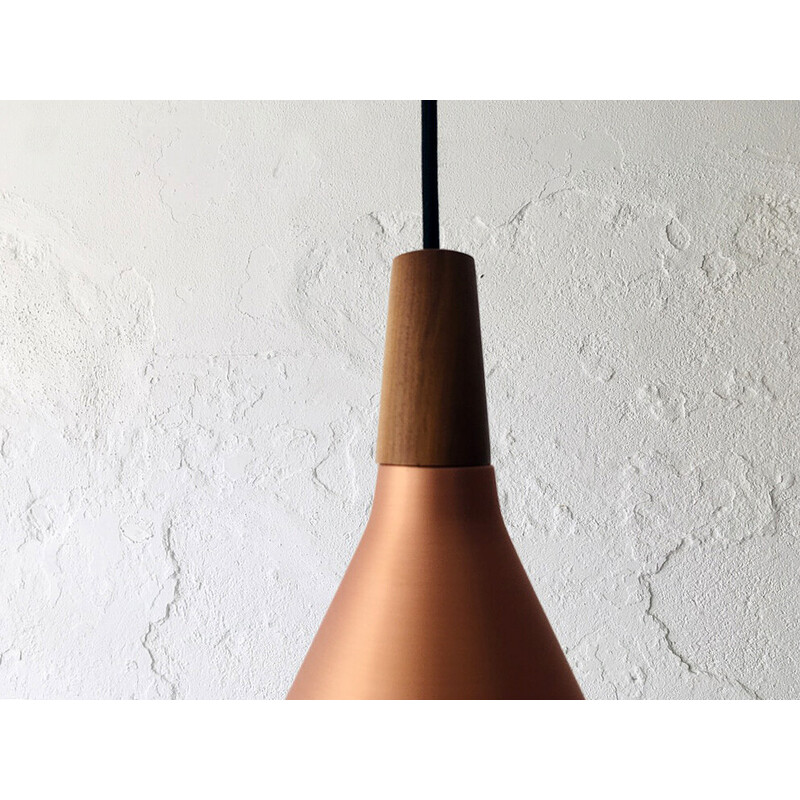 Danish vintage coppered metal pendant lamp