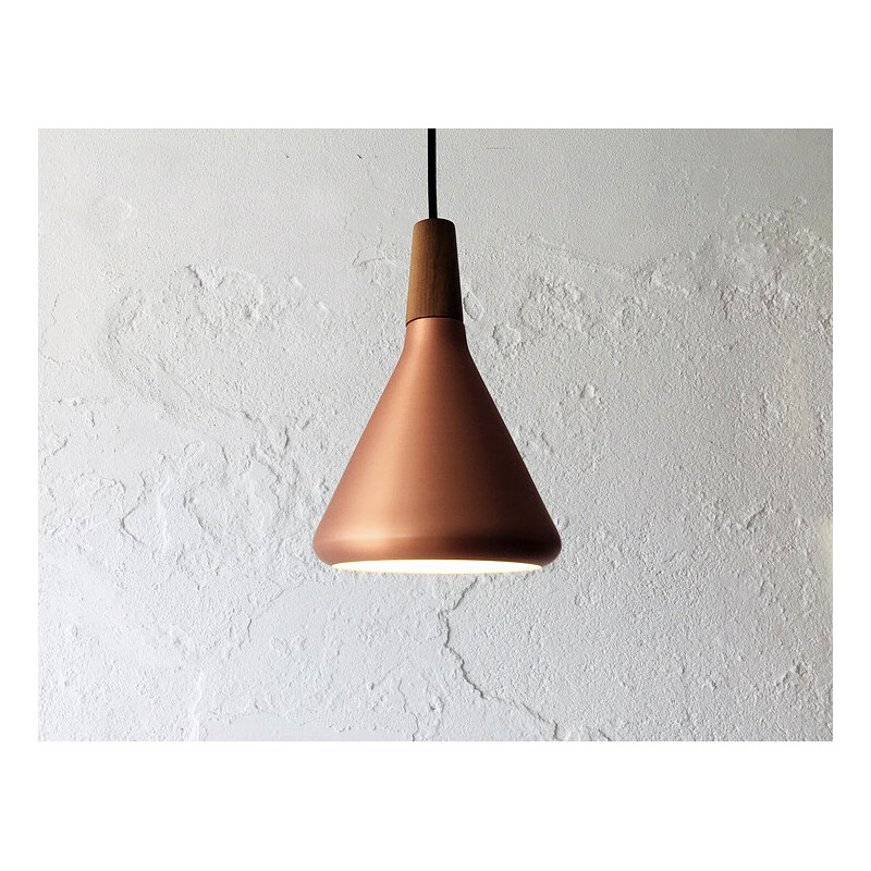Danish vintage coppered metal pendant lamp