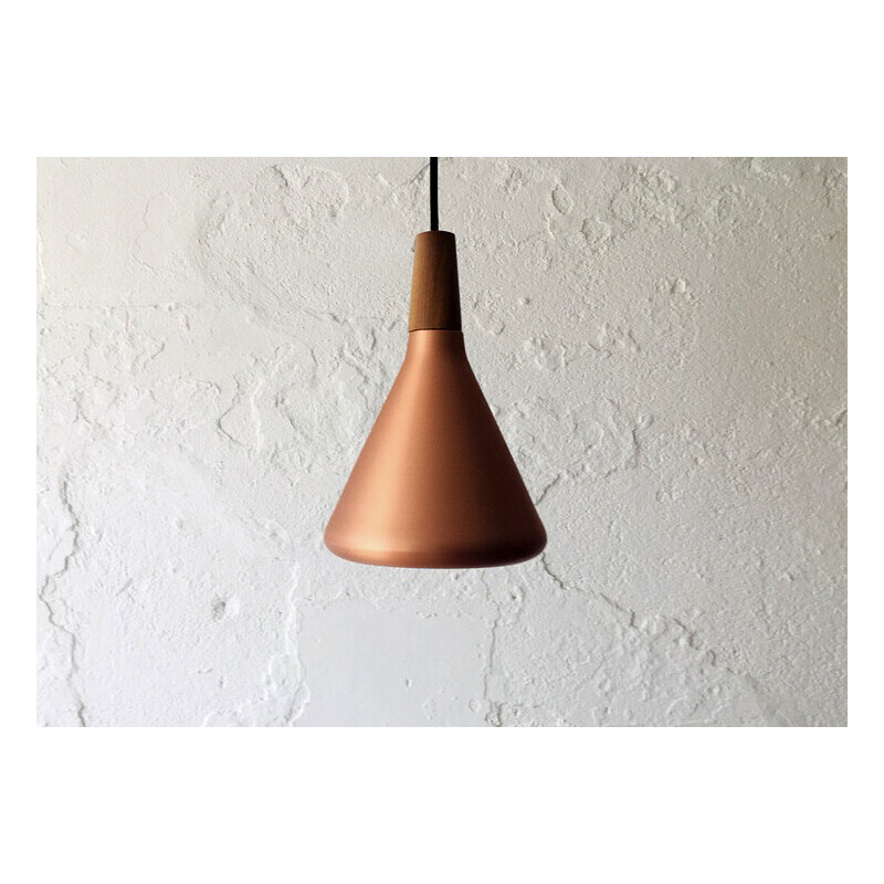 Danish vintage coppered metal pendant lamp