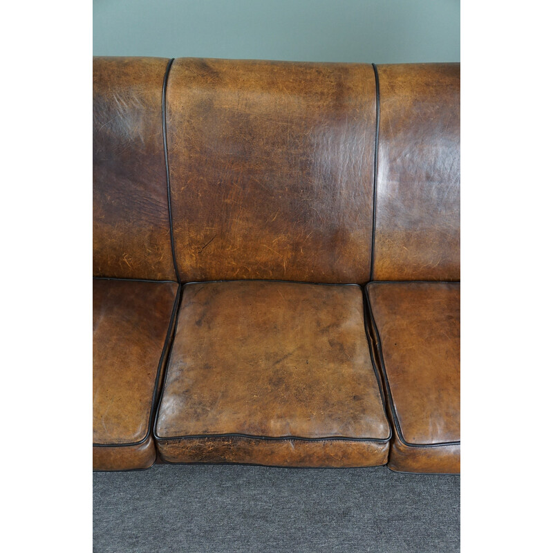 Vintage colored sheep leather 3 seater sofa