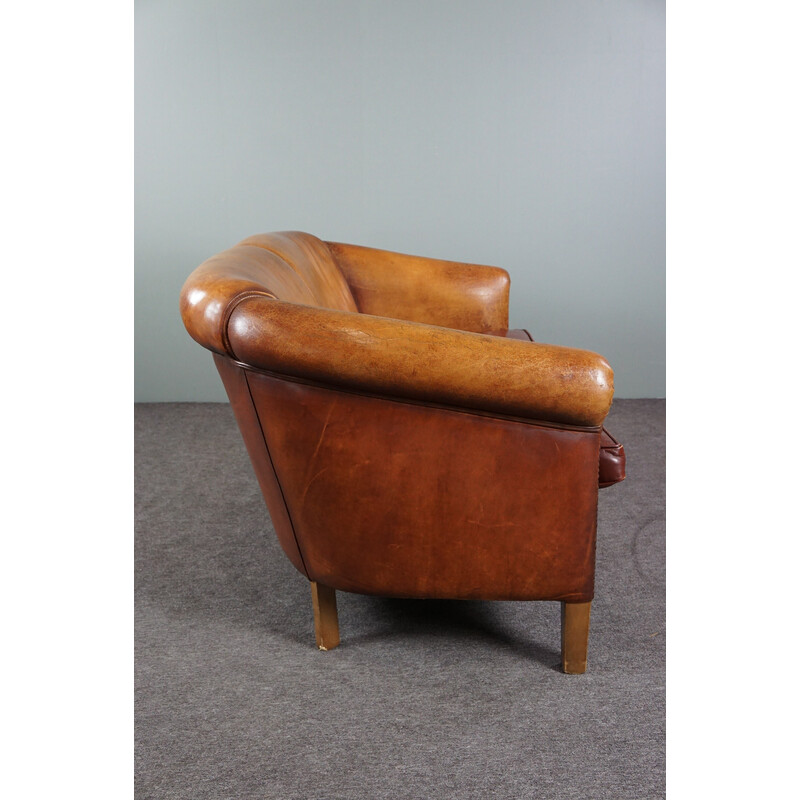Vintage farbige Schafe Leder 2-Sitzer-Sofa