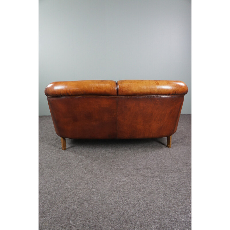 Vintage farbige Schafe Leder 2-Sitzer-Sofa