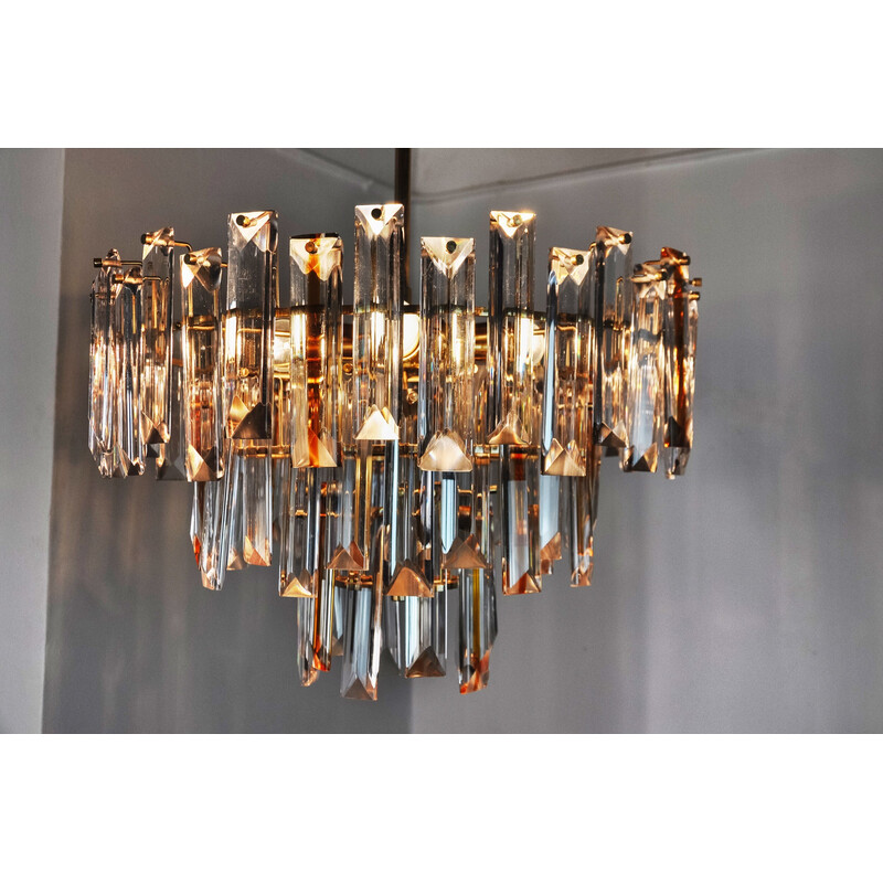 Vintage Venini chandelier in two-tone Murano glass, Italy 1970