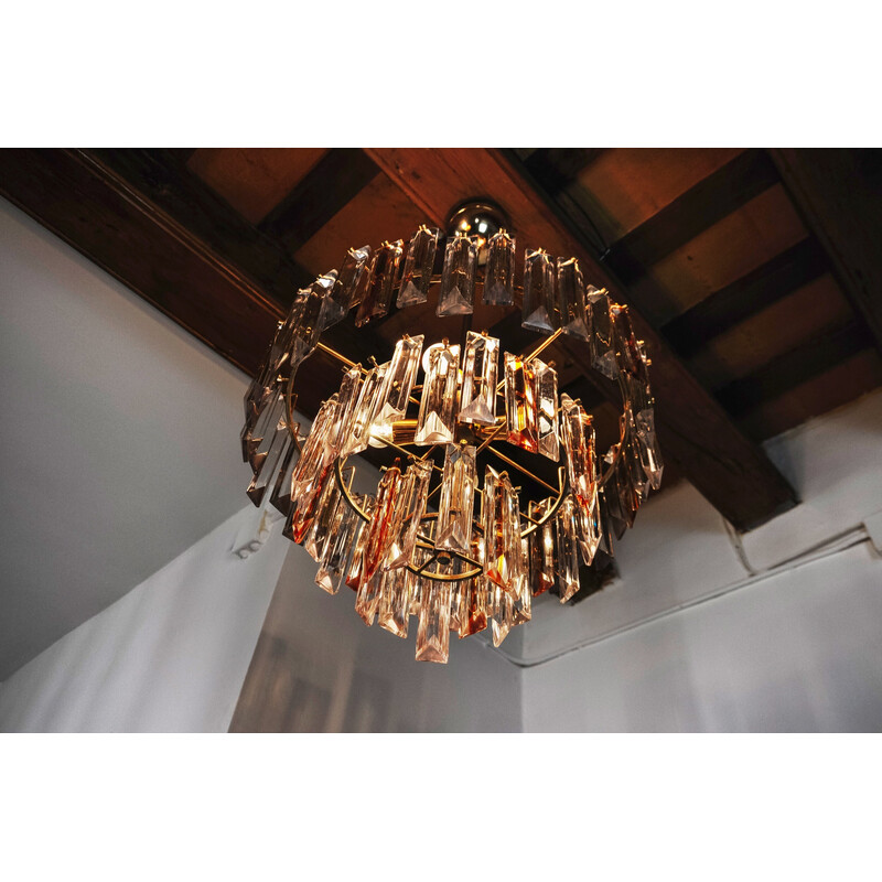 Vintage Venini chandelier in two-tone Murano glass, Italy 1970