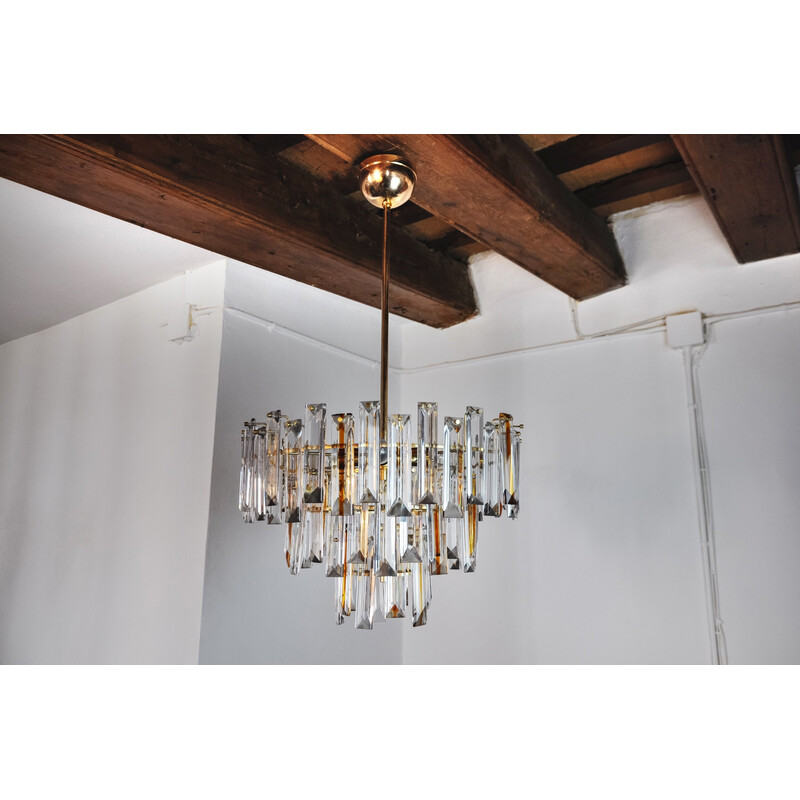 Vintage Venini chandelier in two-tone Murano glass, Italy 1970