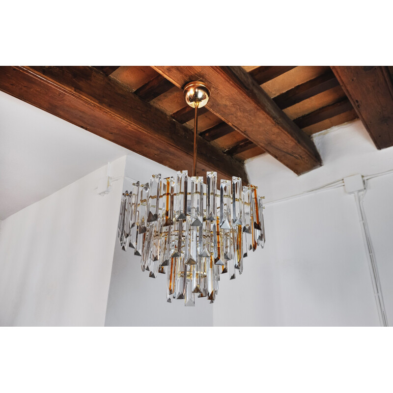 Vintage Venini chandelier in two-tone Murano glass, Italy 1970