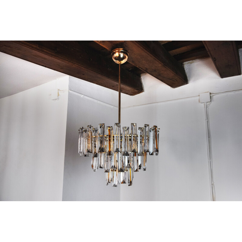 Vintage Venini chandelier in two-tone Murano glass, Italy 1970