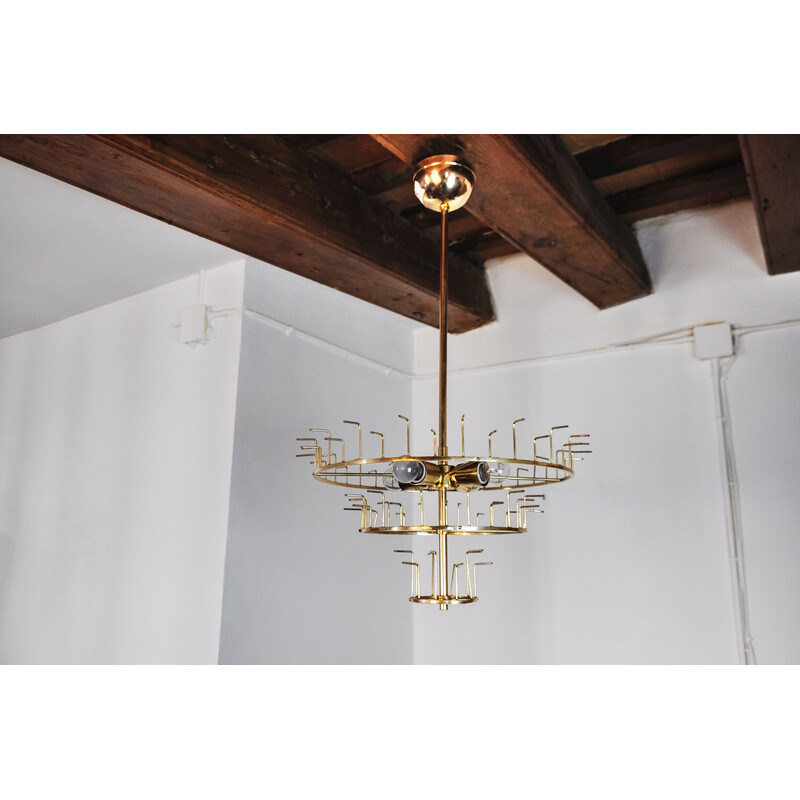 Vintage Venini chandelier in two-tone Murano glass, Italy 1970