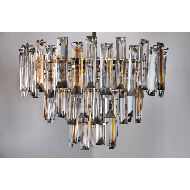 Vintage Venini chandelier in two-tone Murano glass, Italy 1970