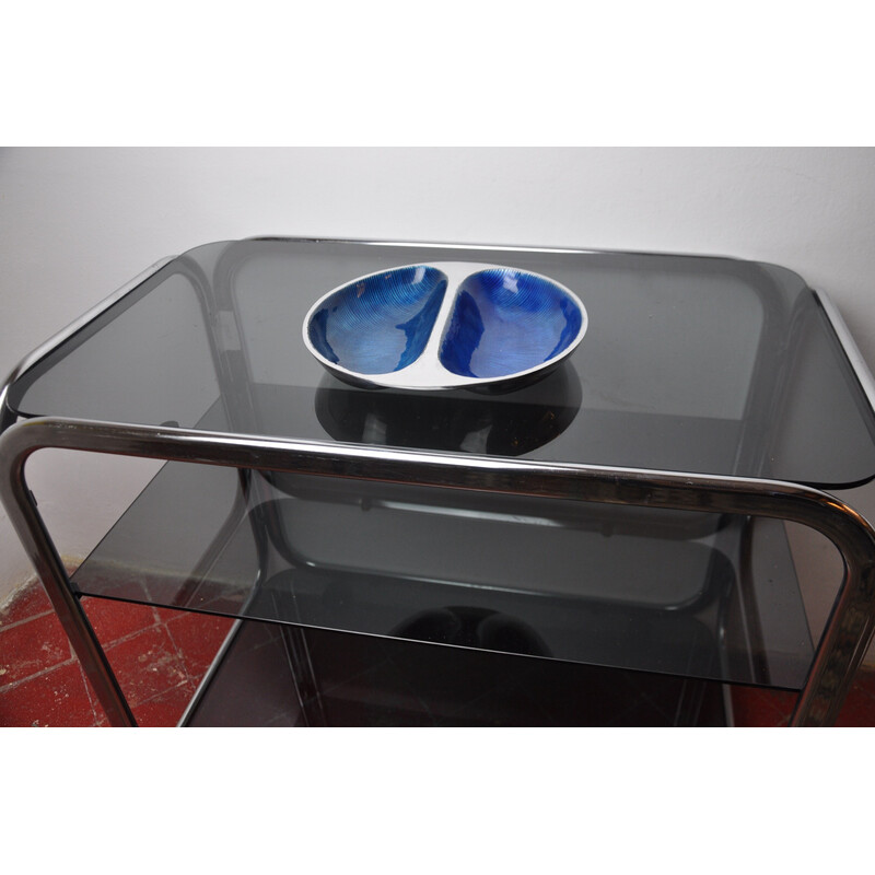 Vintage aluminium en blauw email ramekin van David Marshall, Spanje 1980