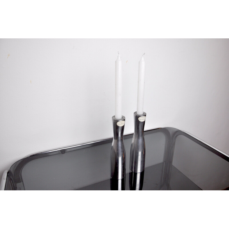 Pair of vintage Scandinavian steel candlesticks by Erika Pekkari, 1990