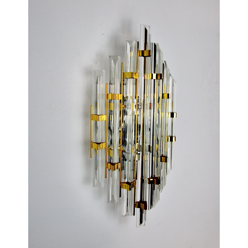 Vintage glass and metal wall lamp by Venini, Italy 1970