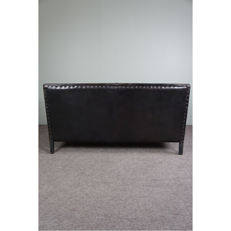Vintage-Sofa aus schwarzem Schafsleder