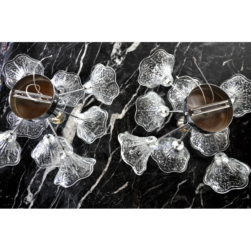 Pareja de apliques vintage de cristal de Murano Mazzega, Italia 1970
