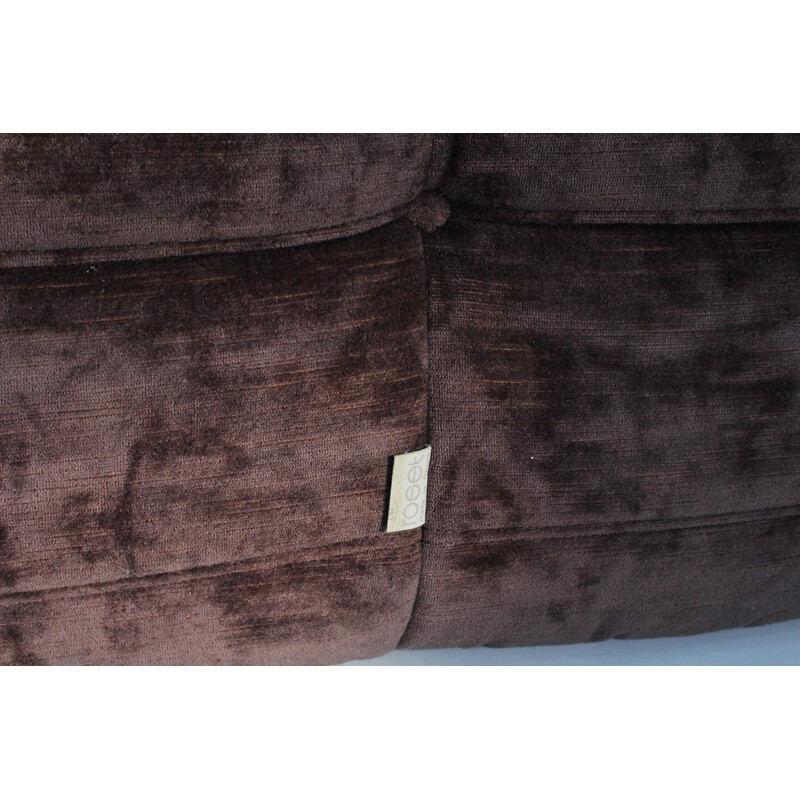 Vintage Togo sofa in brown velvet by Michel Ducaroy for Ligne Roset, 1984
