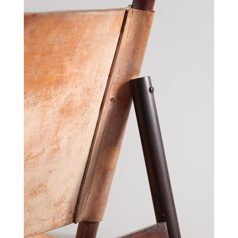 Vintage "Jockey" fauteuil in rozenhout en leder van Jorge Zalszupin voor l'Atelier, Brazilië 1960