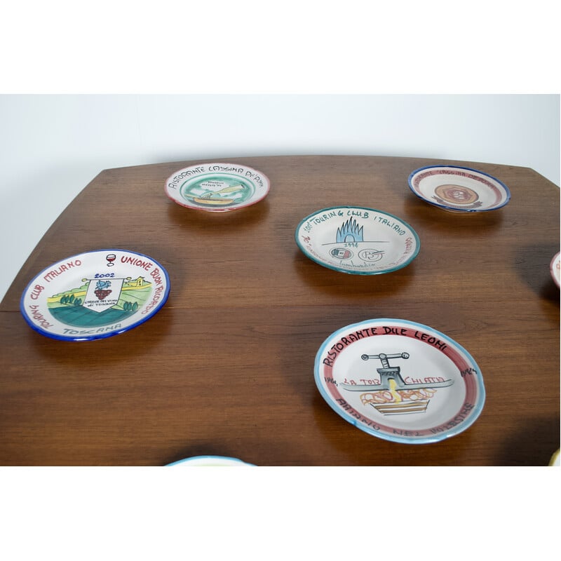 Set di 8 piatti italiani vintage della Ceramica Artistica Solimene