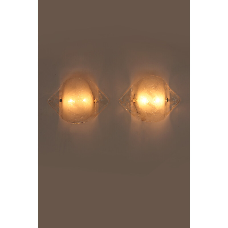 Paar Wandlampen aus Muranoglas von J.T. Kalmar für Franken Kg, Österreich 1970er Jahre