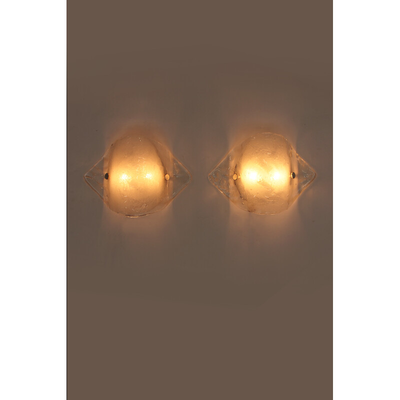 Pair of vintage Murano glass wall lamps by J.T. Kalmar for Franken Kg, Austria 1970s