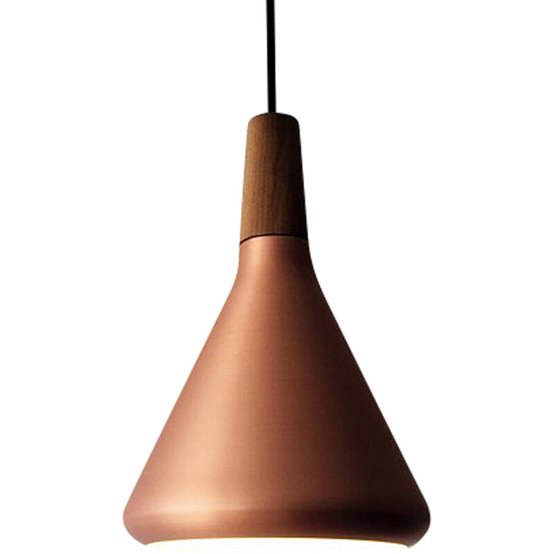 Danish vintage coppered metal pendant lamp